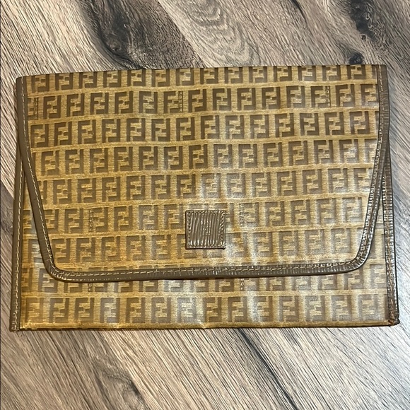 Fendi Handbags - Fendi Gold Envelope Clutch Bag